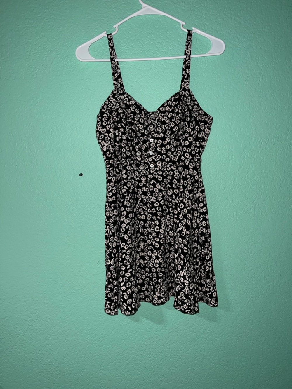 Forever 21 Black and White Floral Sundress with Spaghetti Straps
